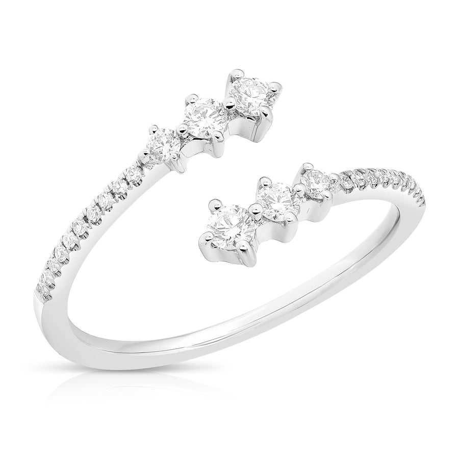 Compass Prong Pave Diamond Bypass Ring