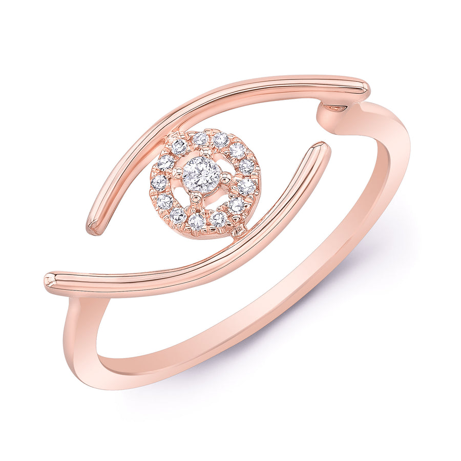 RO9004-Rose gold Diamond Evil eye ring - Olivacom