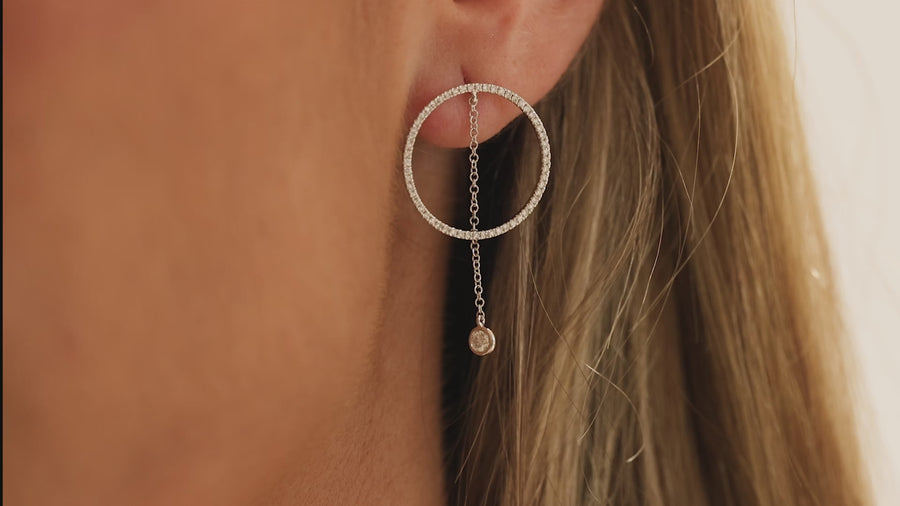 Drop Chain Circle Earrings